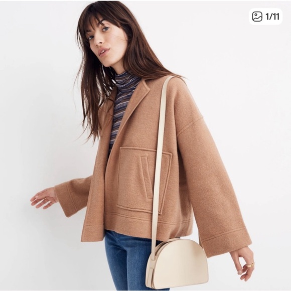 Madewell Jackets & Blazers - Madewell Lisbon Tan Merino Wool Sweater Jacket